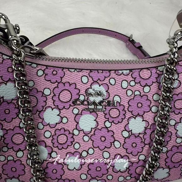 Coach Teri Mini Crossbody Bag With Floral Print In Canvas/Im/Lilac Multi CBG64 - Picture 6 of 8